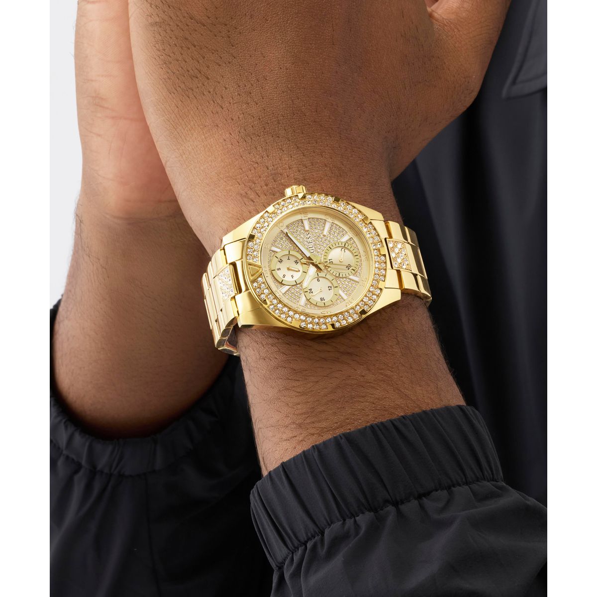 Guess Round 44mm Champagne Dial Analog Men Watch - GW1067G2 Watch Guess