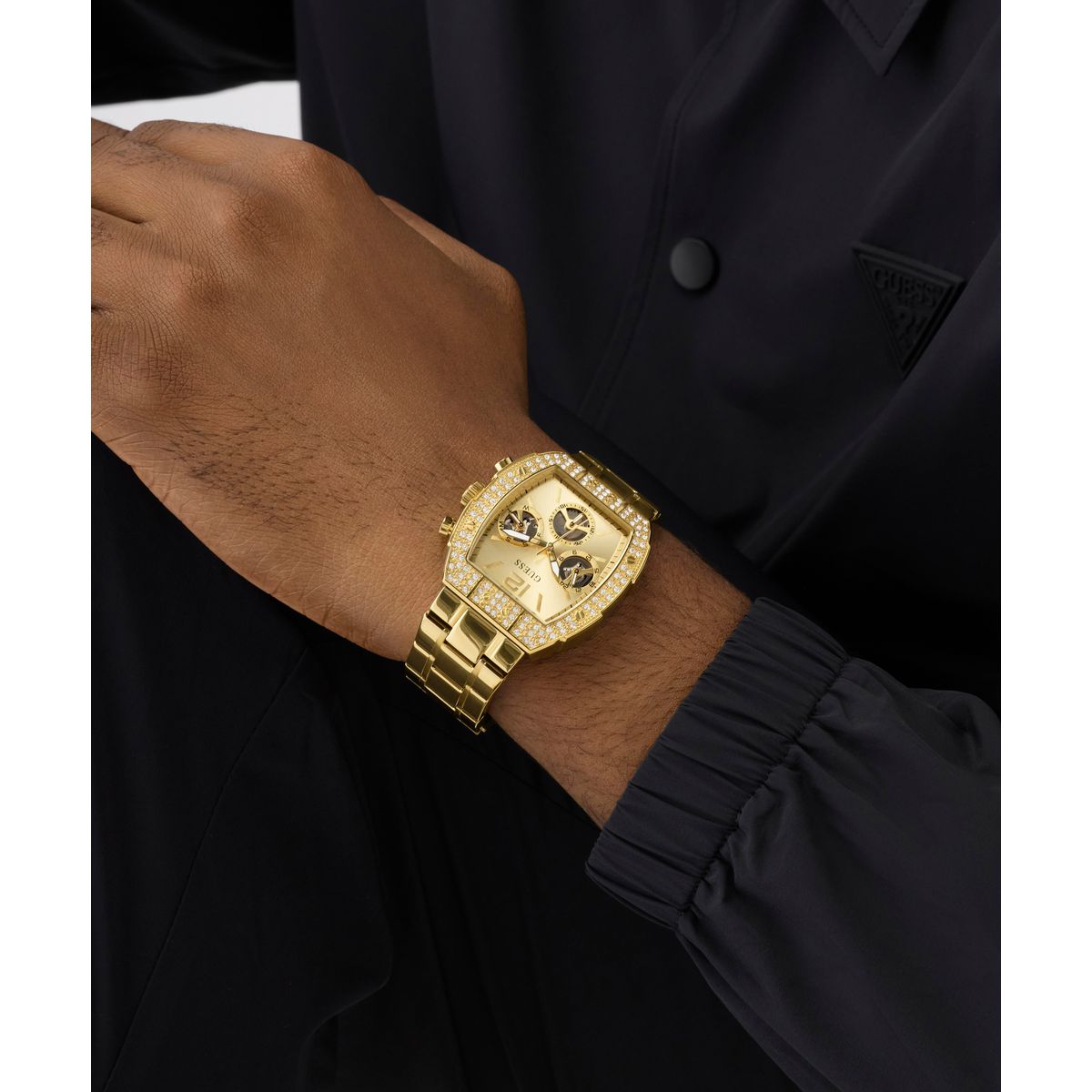 Guess Rectangle 41mm Champagne Dial Analog Men Watch - GW1068G2 Watch Guess