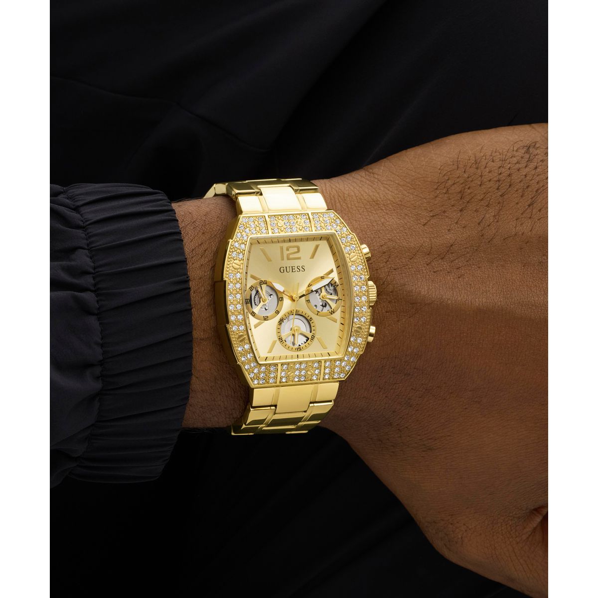 Guess Rectangle 41mm Champagne Dial Analog Men Watch - GW1068G2 Watch Guess