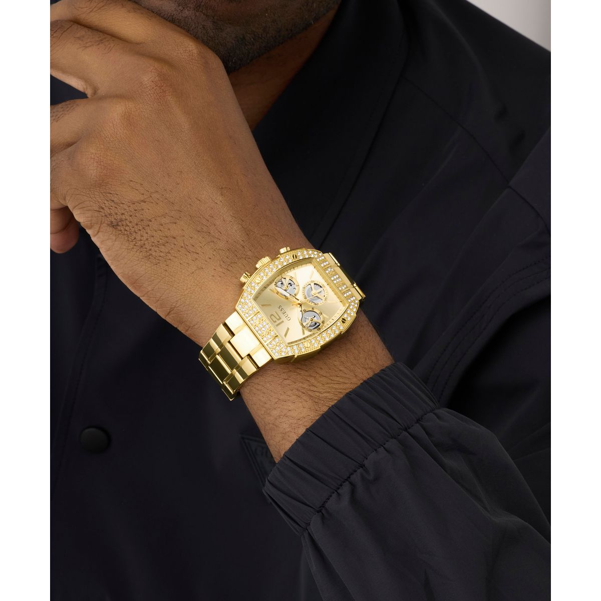 Guess Rectangle 41mm Champagne Dial Analog Men Watch - GW1068G2 Watch Guess