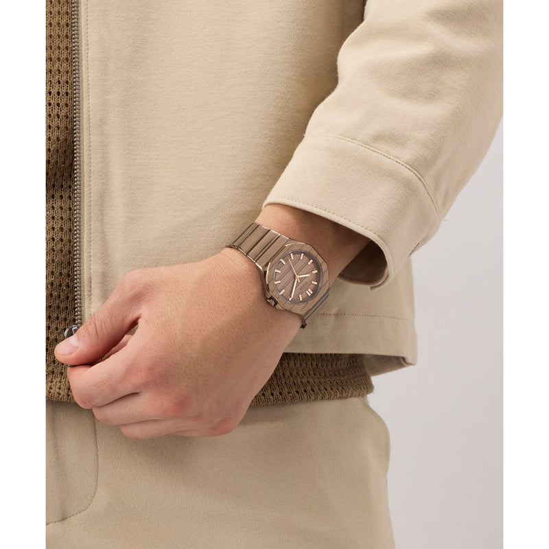 Guess Round 38mm Bronze Dial Analog Men Watch - GW1070G3 Watch Guess