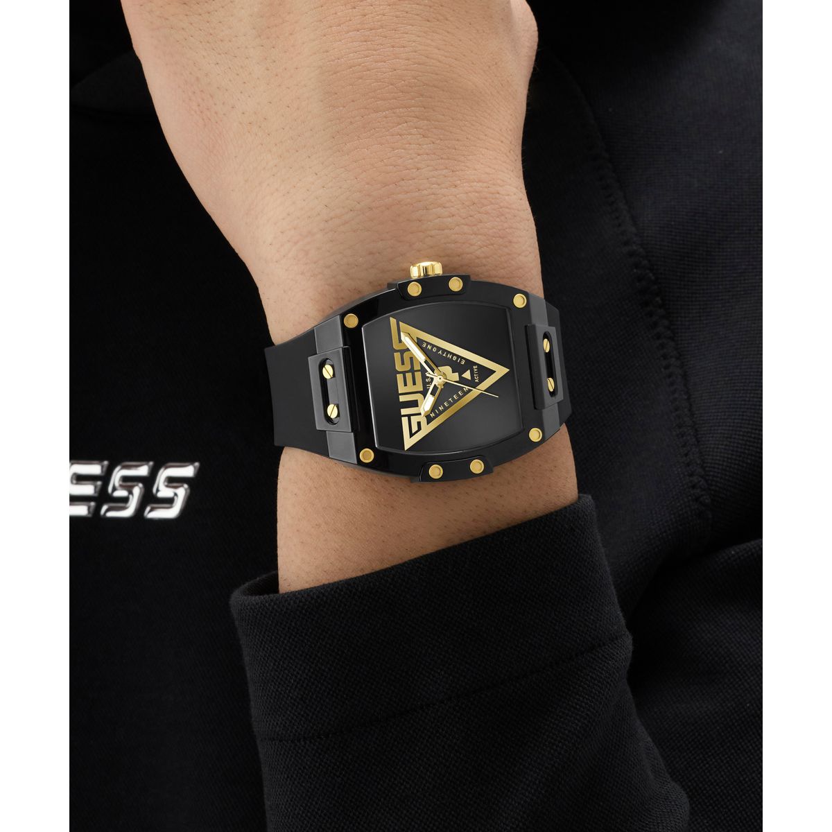 Guess Rectangle 42mm Black Dial Analog Men Watch - GW1072G2 Watch Guess