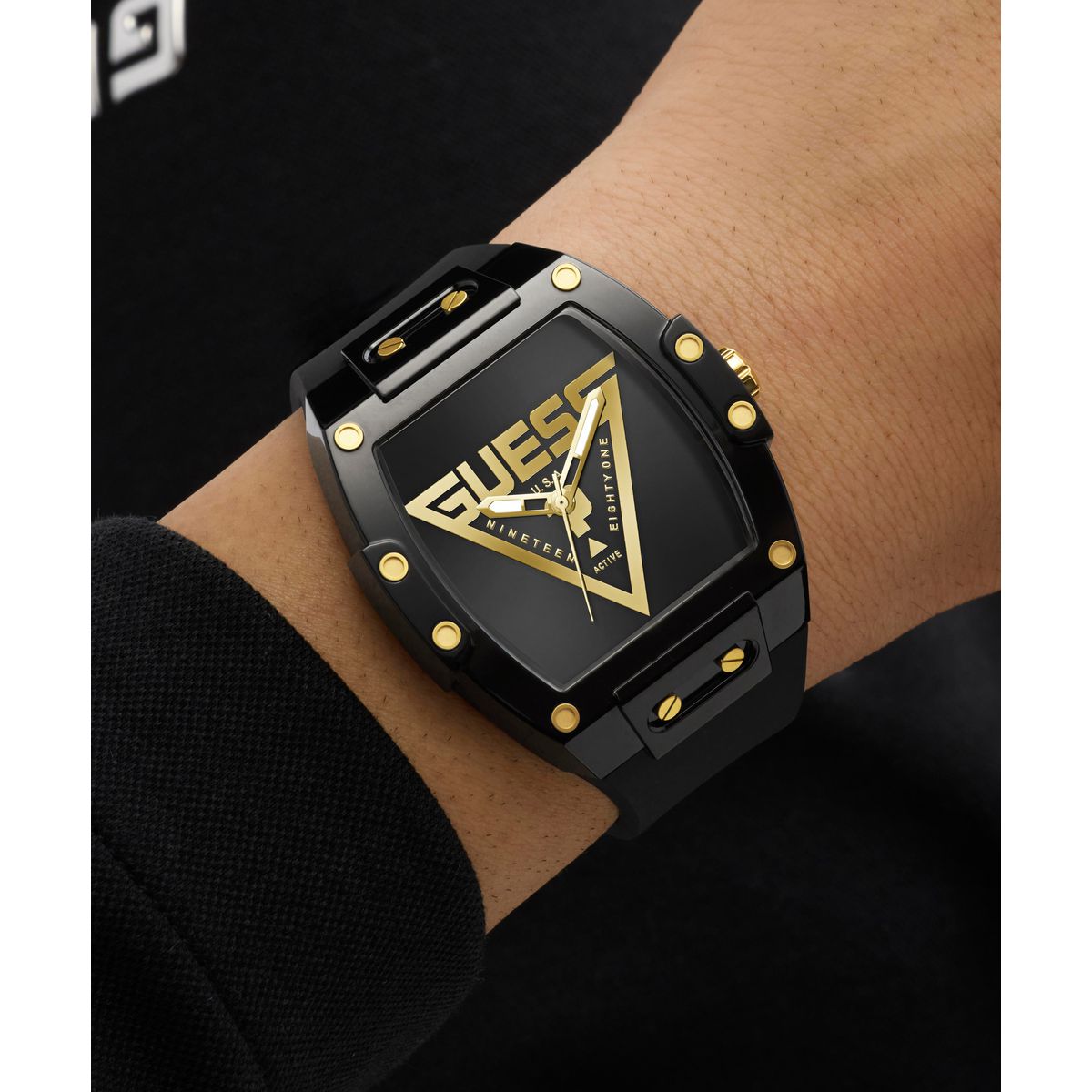 Guess Rectangle 42mm Black Dial Analog Men Watch - GW1072G2