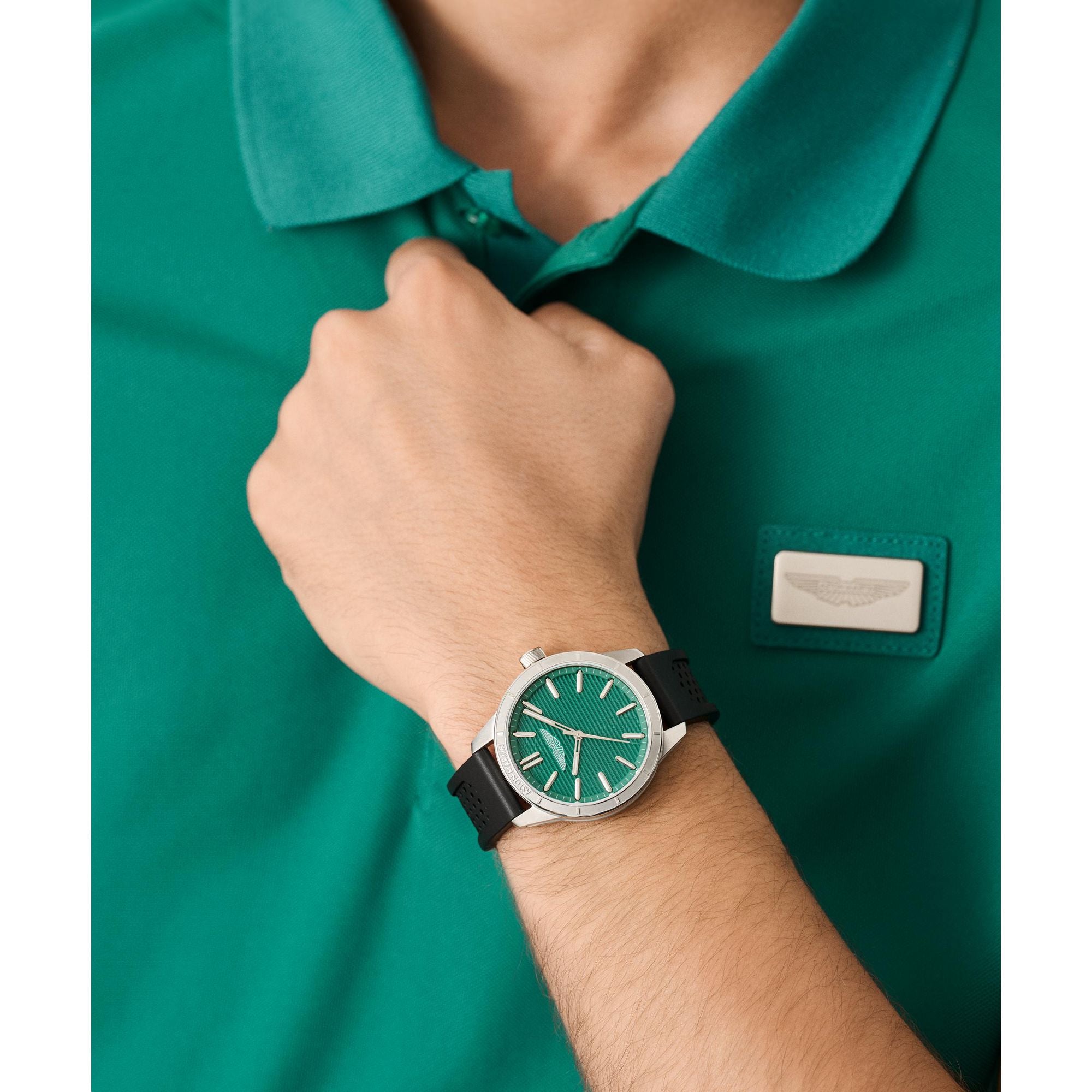 Aston Martin Silver Round Dial Analog Men's Watch