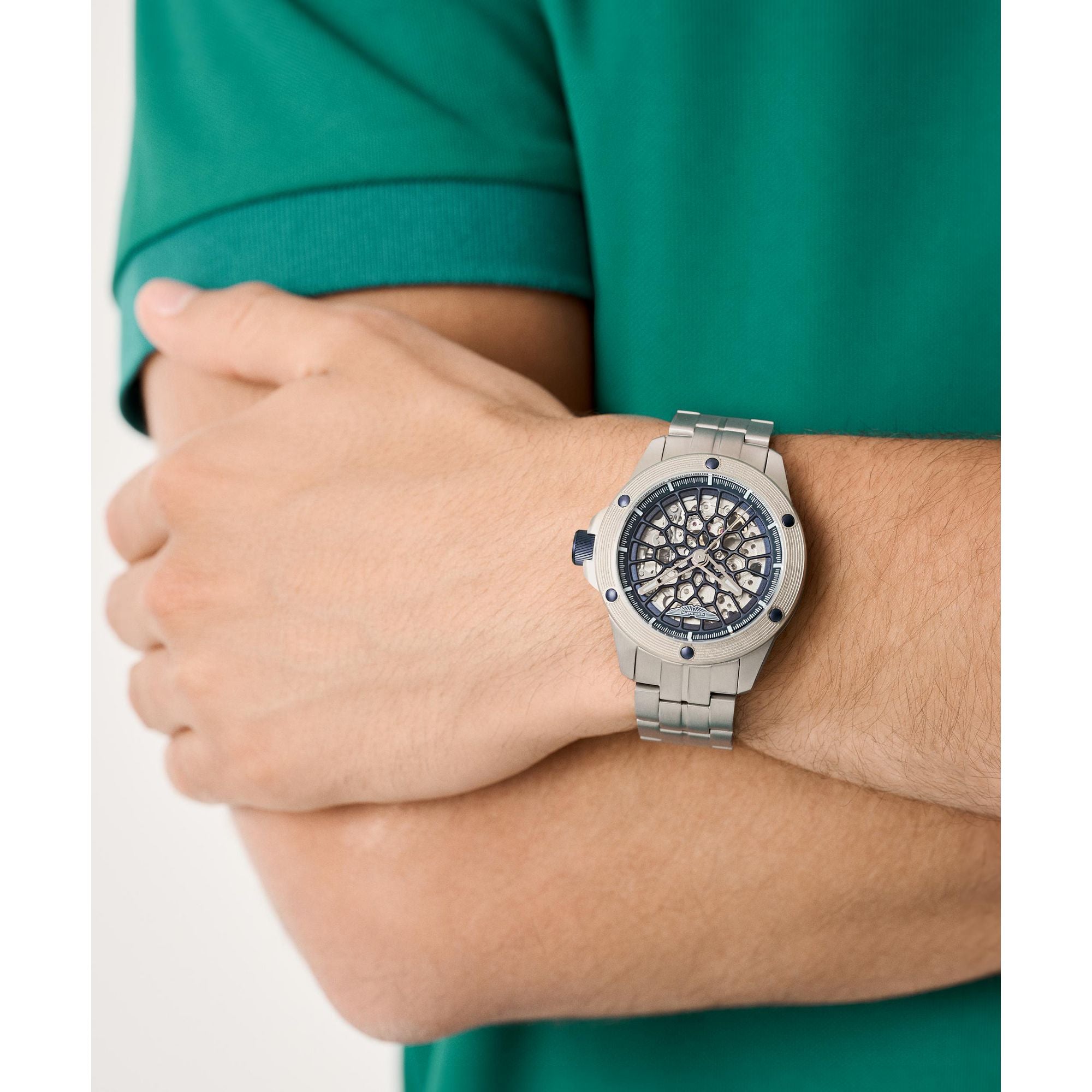 Aston Martin Silver Round Dial Mechanical Automatic Men's Watch