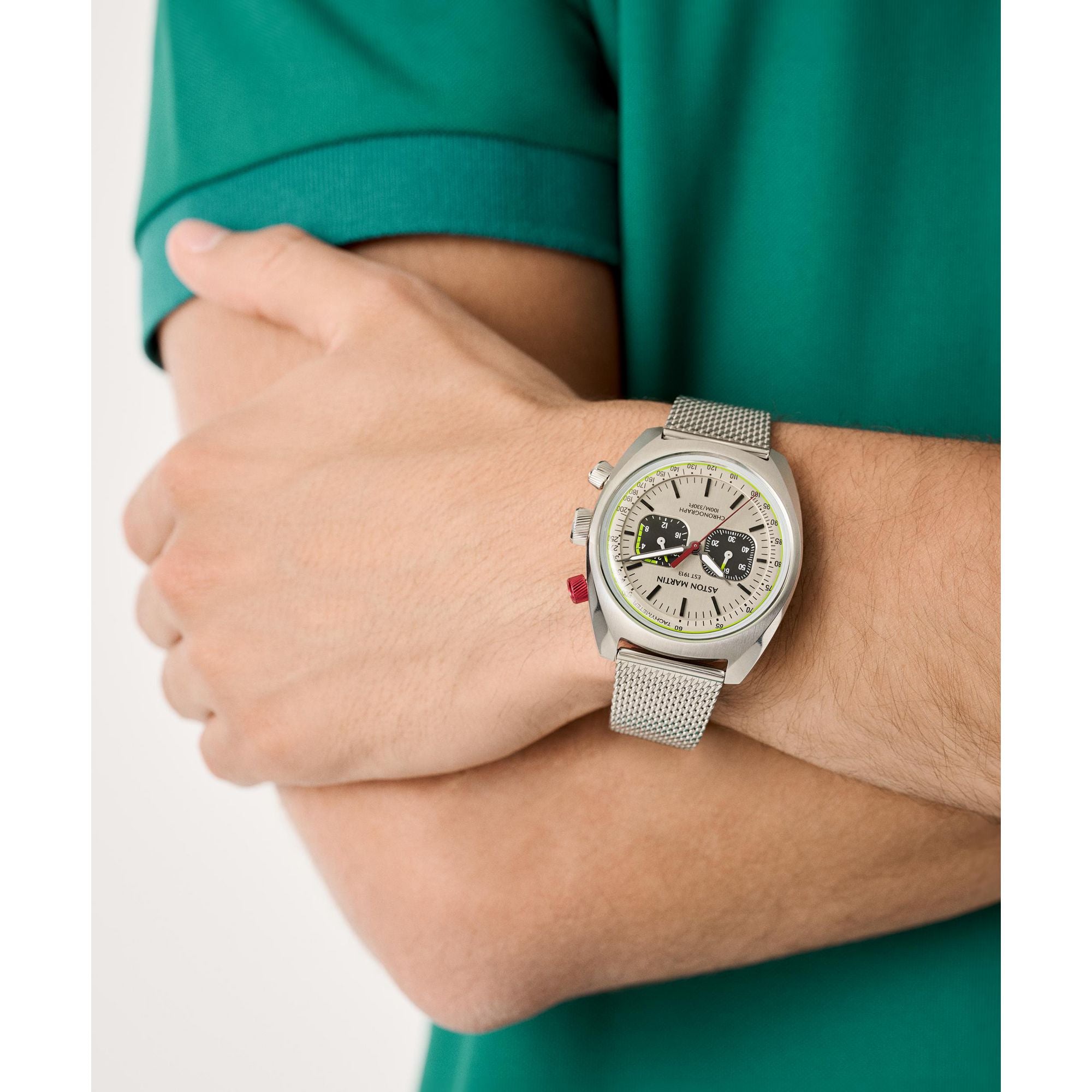 Aston Martin Silver Round Dial Analog Men's Watch