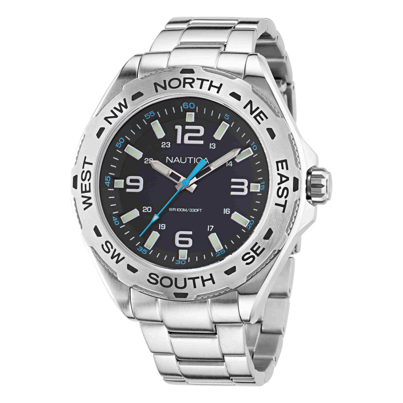Nautica Clearwater Beach Silver Round Dial Quartz Analog Men Watch Watch Nautica