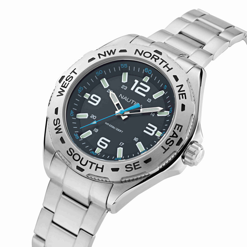 Nautica Clearwater Beach Silver Round Dial Quartz Analog Men Watch Watch Nautica