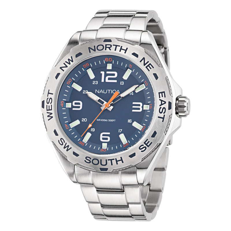 Nautica Clearwater Beach Silver Round Dial Quartz Analog Men Watch Watch Nautica
