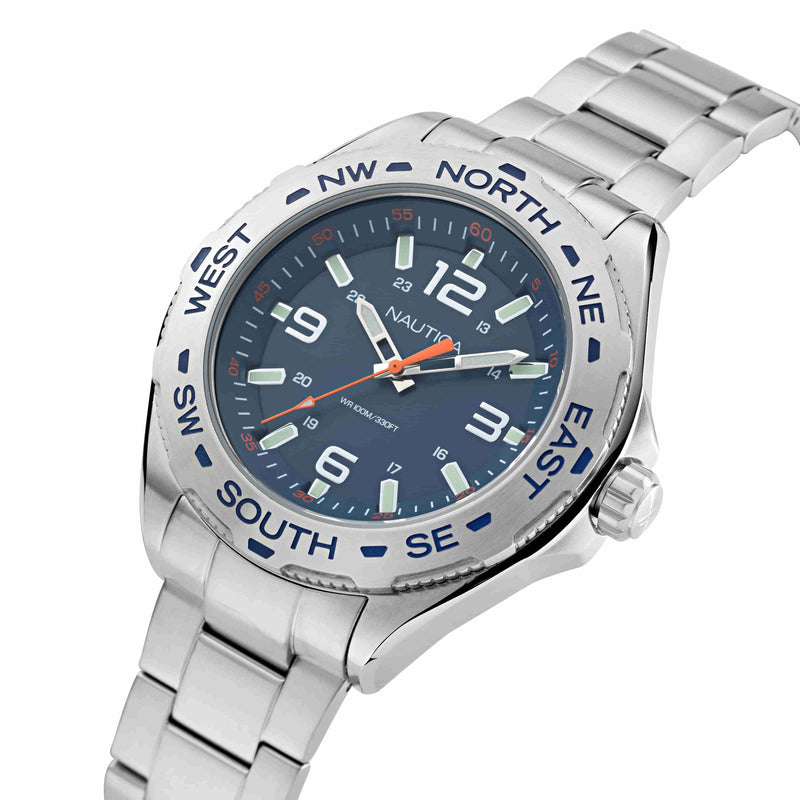Nautica Clearwater Beach Silver Round Dial Quartz Analog Men Watch Watch Nautica