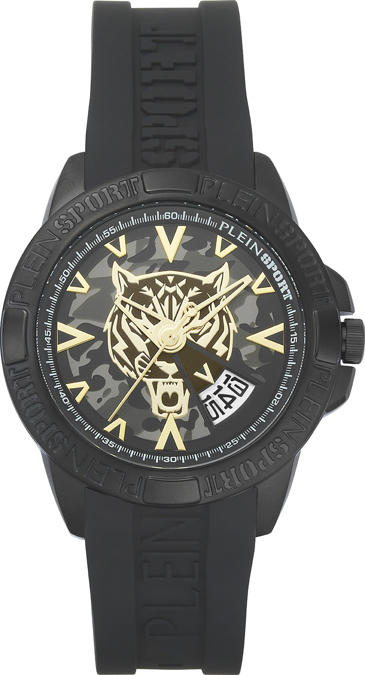 Plein Sport Sport Touchdown Black Round Dial Quartz Analog Men Watch Watch Plein Sport