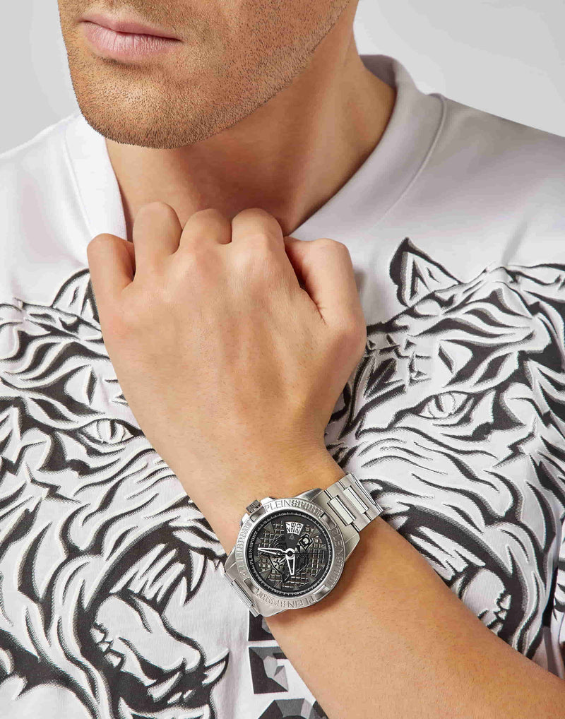 Plein Sport Sport Touchdown Silver Round Dial Quartz Analog Men Watch Watch Plein Sport