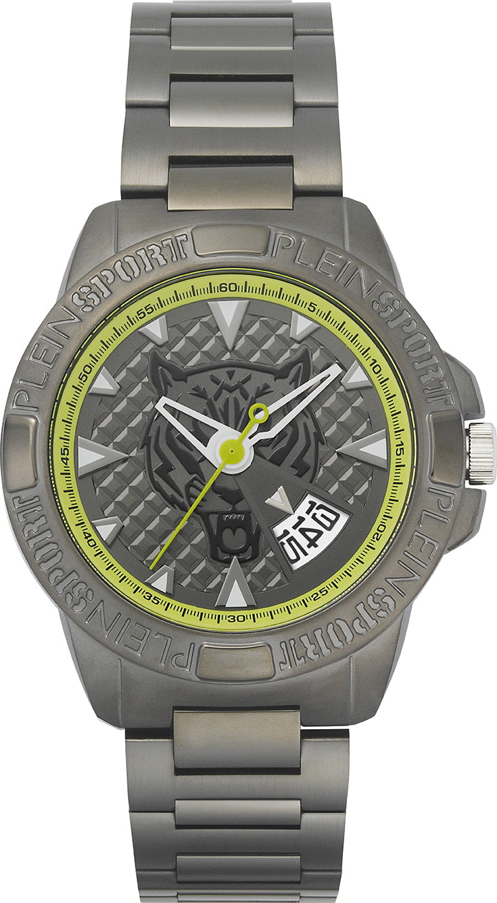 Plein Sport Sport Touchdown Gunmetal Round Dial Quartz Analog Men Watch