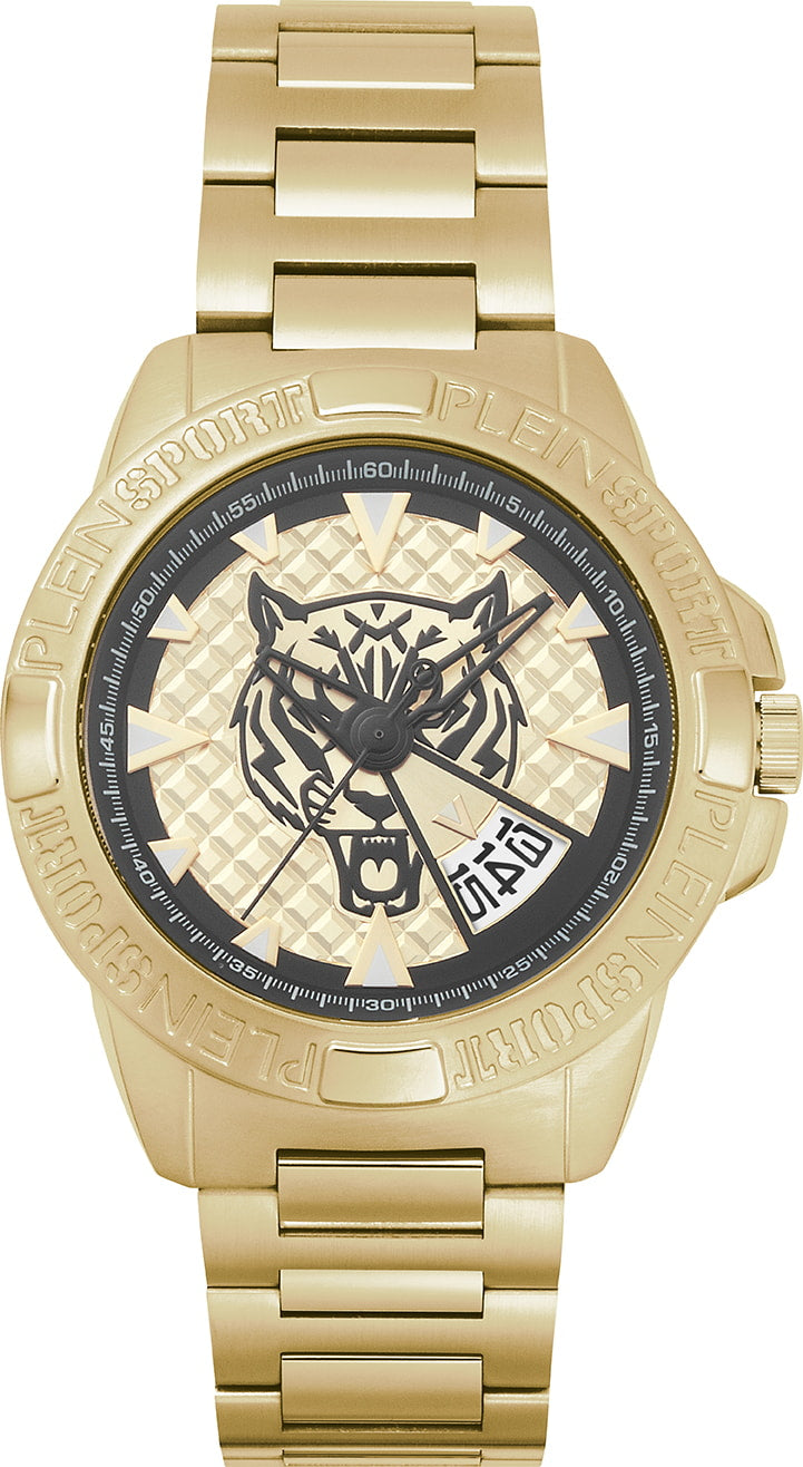 Plein Sport Sport Touchdown Gold Round Dial Quartz Analog Men Watch  PSFBA1123 At JUST WATCHES