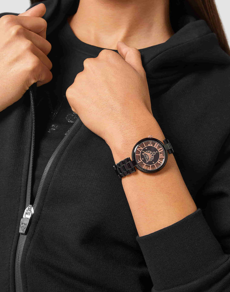 Plein Sport Sport Tiger Black Round Dial Quartz Analog Women Watch Watch Plein Sport