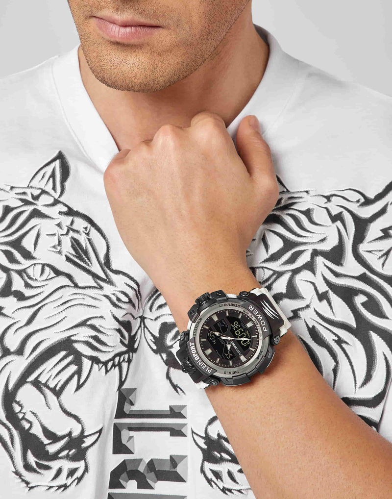 Plein Sport Sport Combat Black Round Dial Quartz Ana-Digi Men Watch Watch Plein Sport