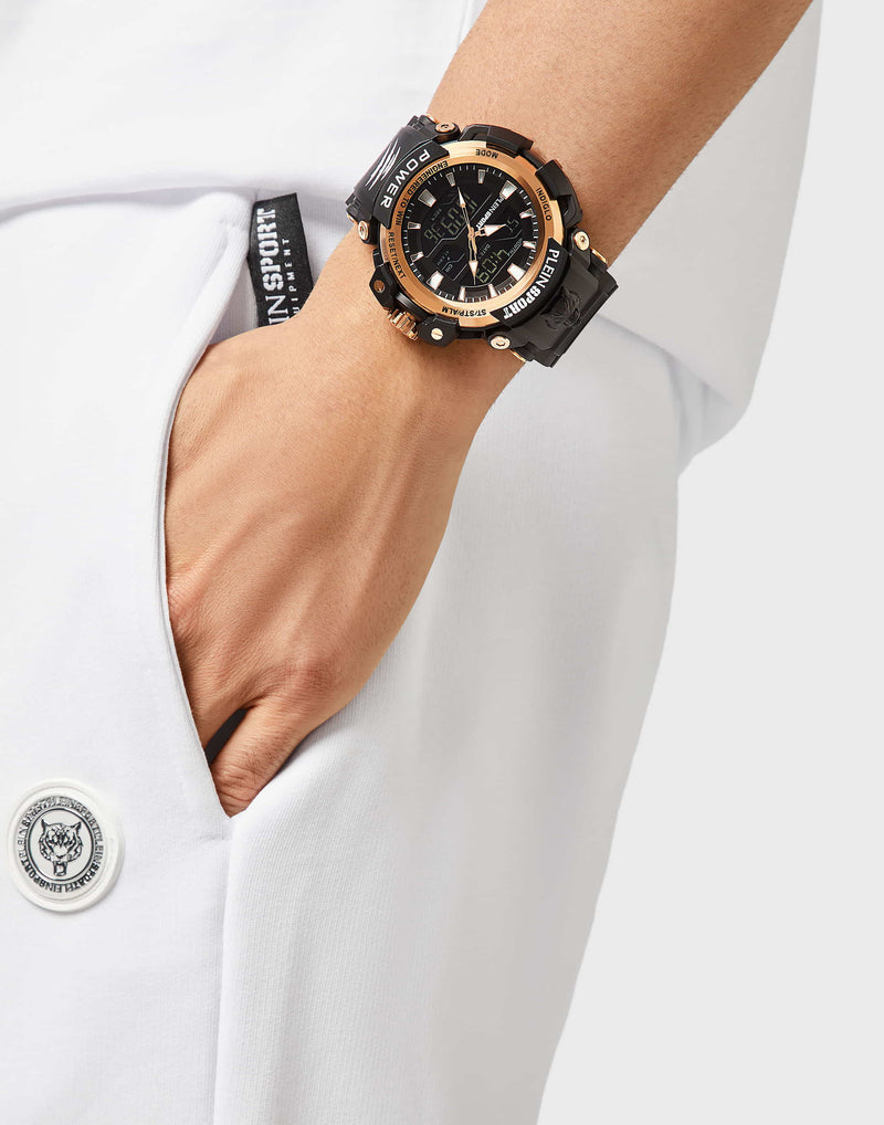 Plein Sport Sport Combat Black Round Dial Quartz Ana-Digi Men Watch Watch Plein Sport