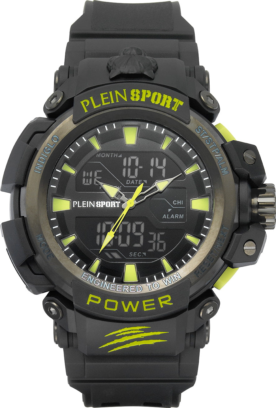 Plein Sport Sport Combat Black Round Dial Quartz Ana-Digi Men