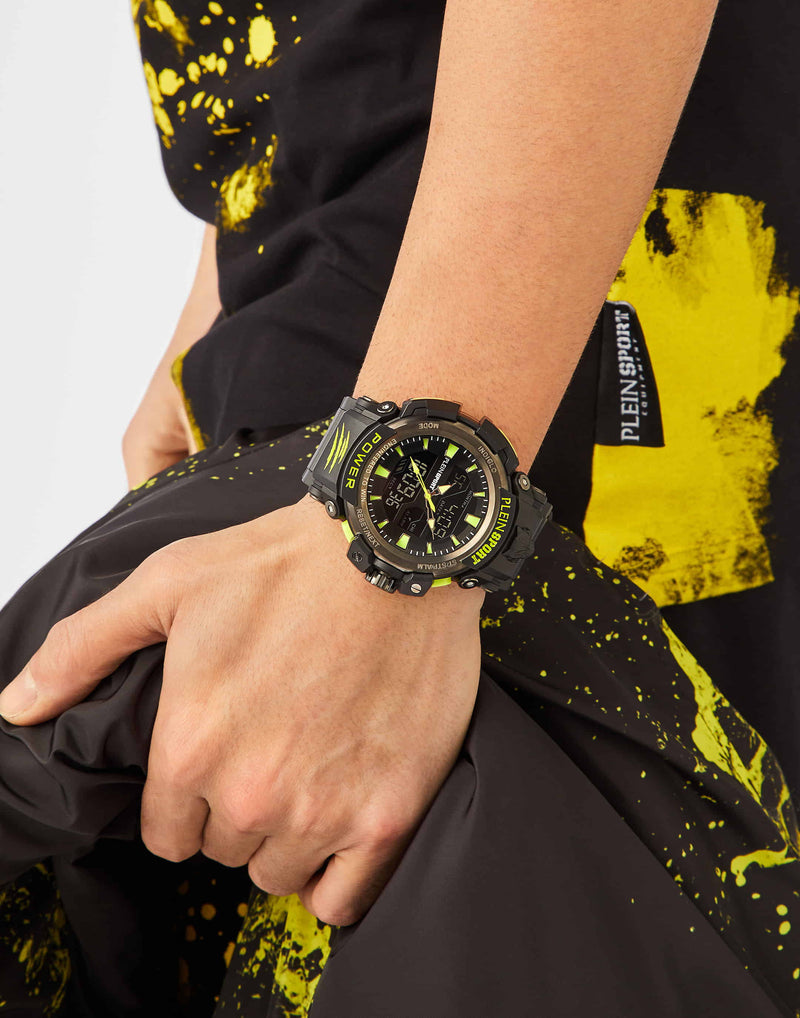 Plein Sport Sport Combat Black Round Dial Quartz Ana-Digi Men Watch Watch Plein Sport