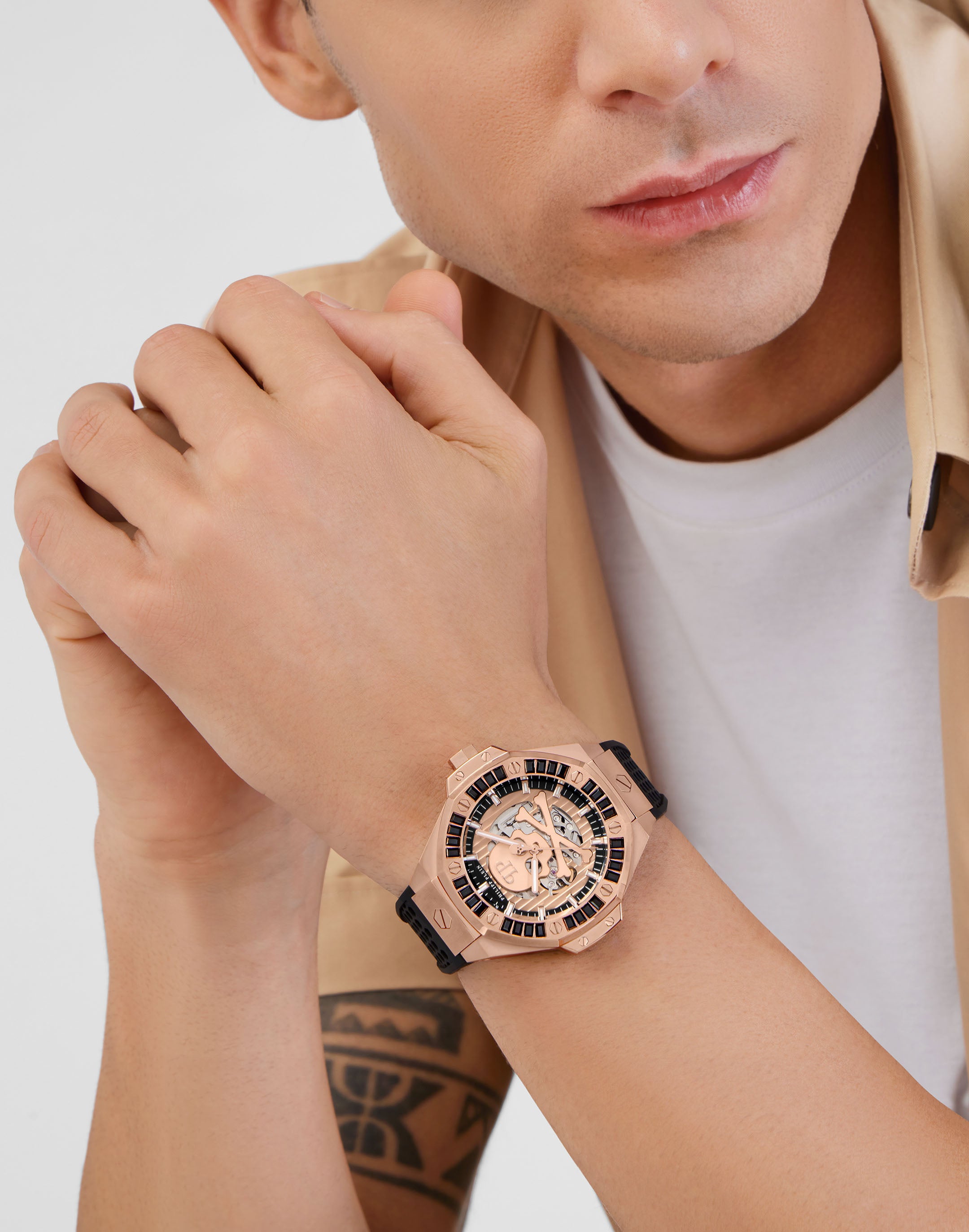 Philipp Plein The $Keleton Rose Gold Round Dial Automatic Analog Men Watch Watch Philipp Plein