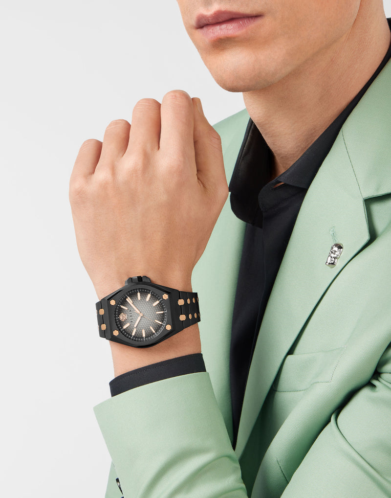 Philipp Plein Black Round Dial Quartz Analog Men Watch Watch Philipp Plein