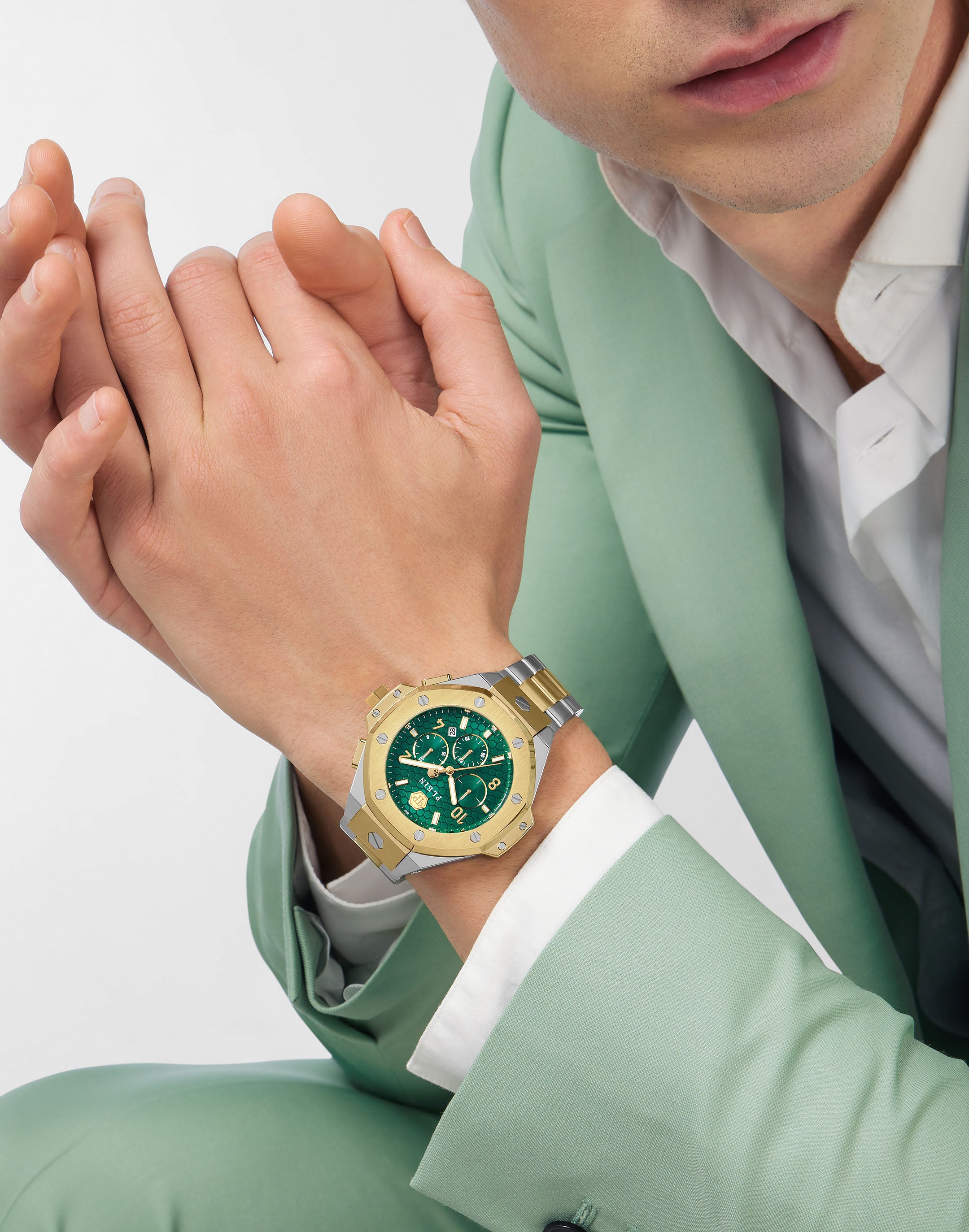 Philipp Plein Green Round Dial Quartz Analog Men Watch Watch Philipp Plein