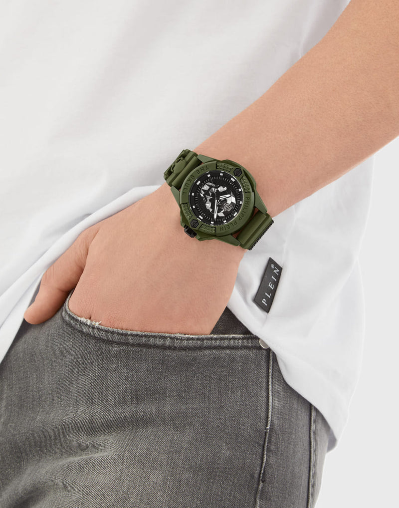 Philipp Plein The $Kull Black Round Dial Quartz Analog Men Watch Watch Philipp Plein
