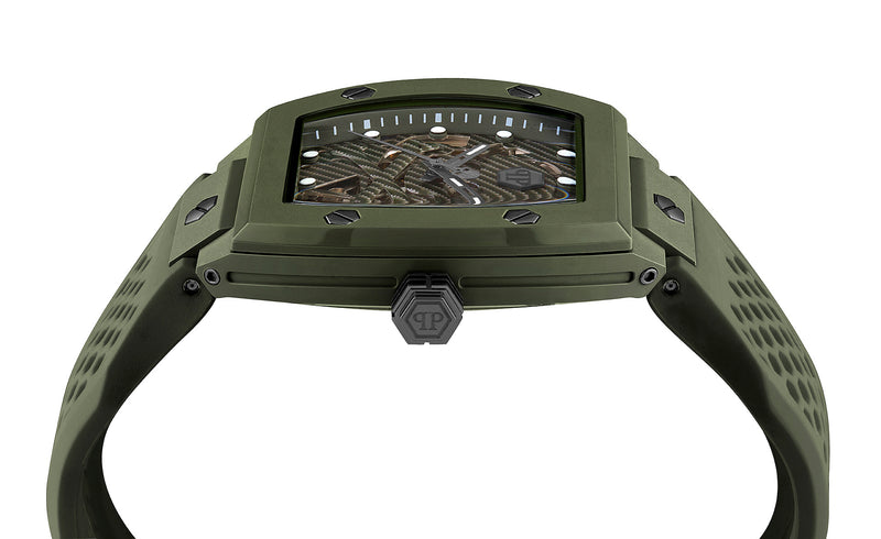 Philipp Plein The $Keleton Green Rectangle Dial Automatic Analog Men Watch Watch Philipp Plein