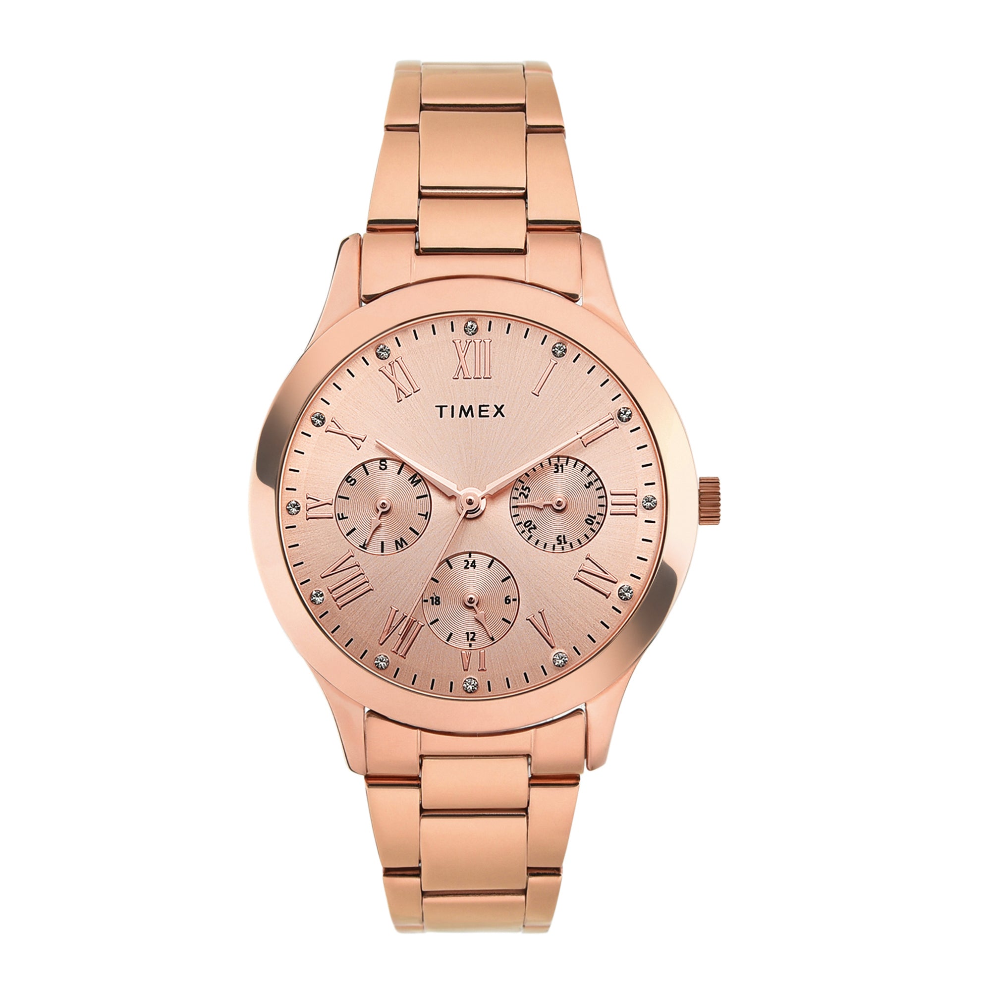 Timex Rose Gold Round Dial Quartz Analog Women Watch TW000Q810