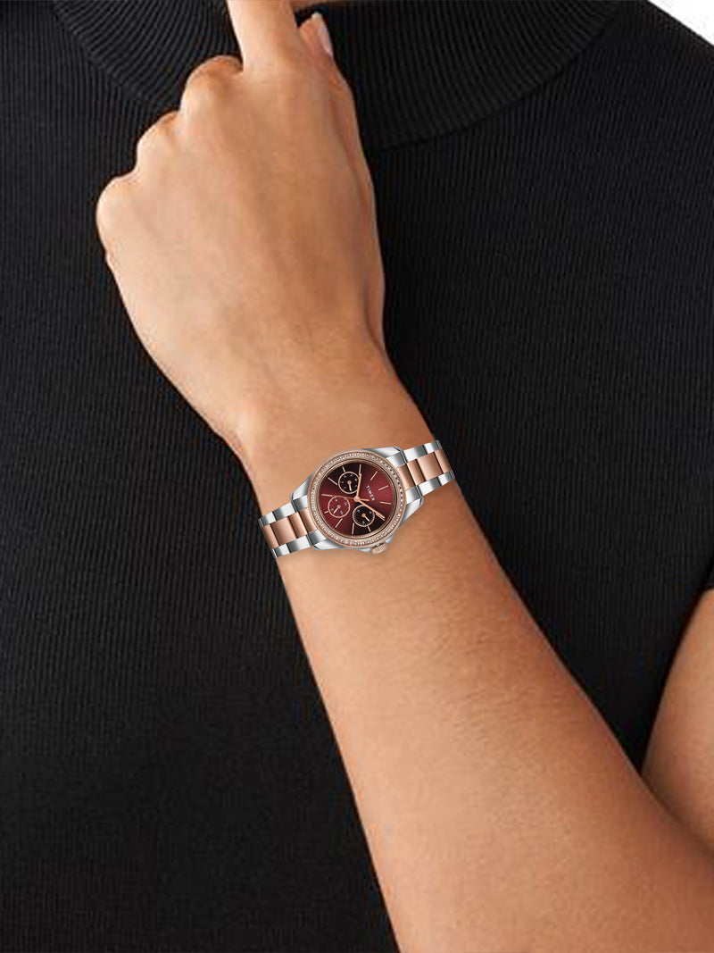 Timex Round 36mm Maroon Dial Analog Women Watch - TW000Z401 Watch Timex