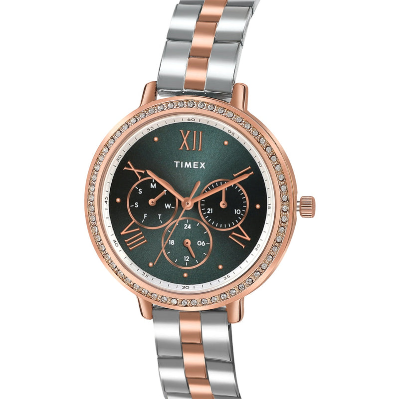 Timex Round 38mm Green Dial Analog Women Watch - TW000Z501 Watch Timex