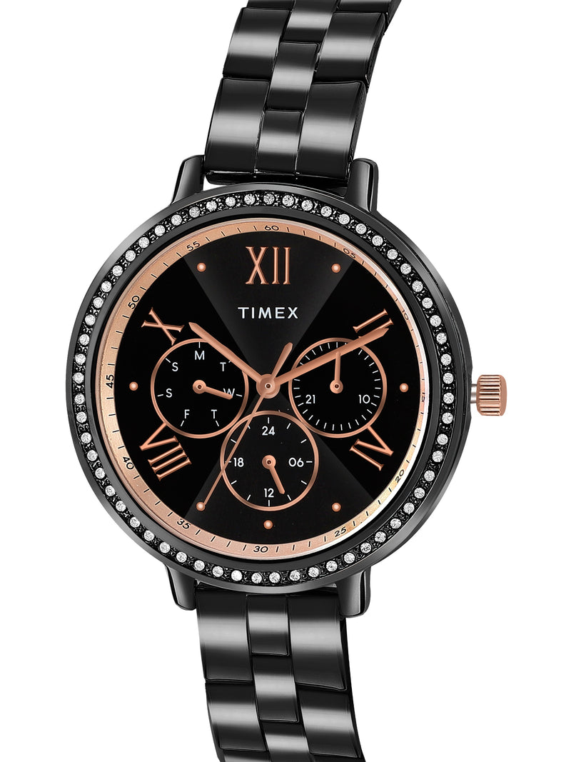 Timex Round 38mm Black Dial Analog Women Watch - TW000Z505 Watch Timex