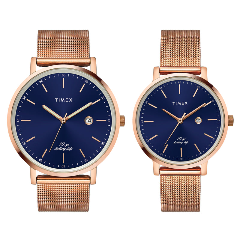 Timex Empera Round 21mm Blue Dial Analog Pair Watch - TW00PR269 Watch Timex