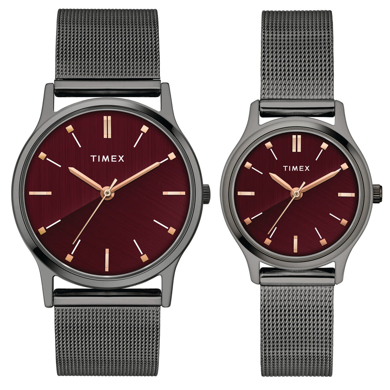 Timex Round 39mm Red Dial Analog Pair Watch - TW00PR272 Watch Timex