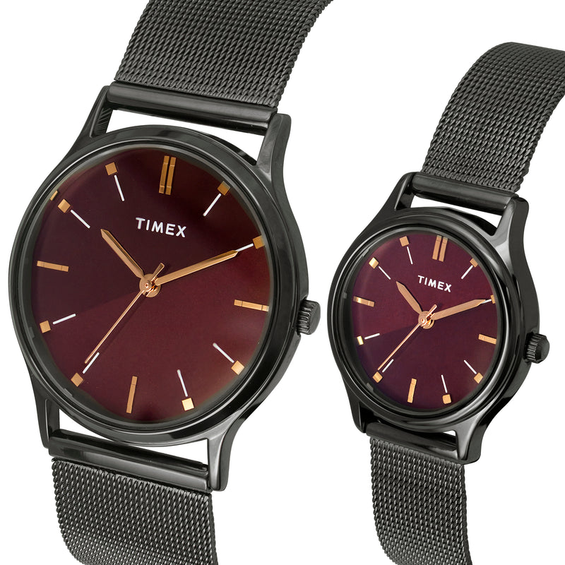 Timex Round 39mm Red Dial Analog Pair Watch - TW00PR272 Watch Timex