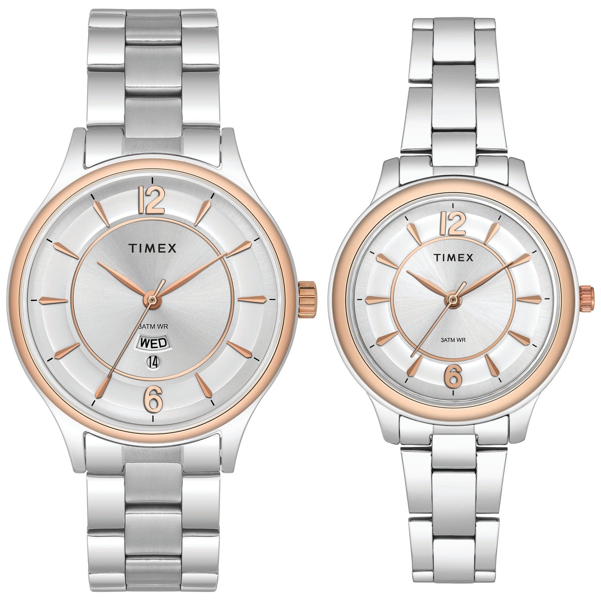 Timex Empera Round 21mm Silver Dial Analog Pair Watch - TW00PR274
