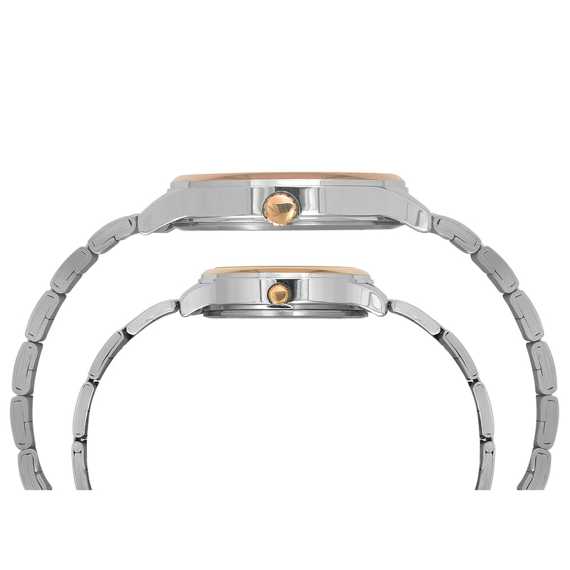 Timex Empera Round 21mm Silver Dial Analog Pair Watch - TW00PR274 Watch Timex