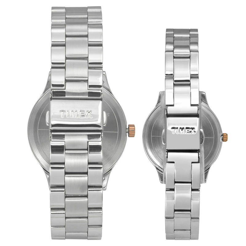 Timex Empera Round 21mm Silver Dial Analog Pair Watch - TW00PR274 Watch Timex