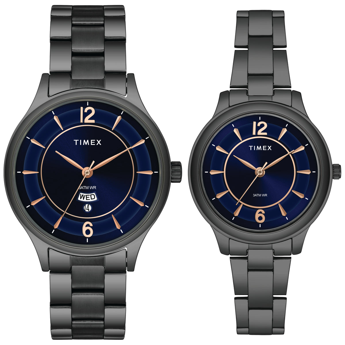 Timex Empera Round 21mm Blue Dial Analog Pair Watch - TW00PR275