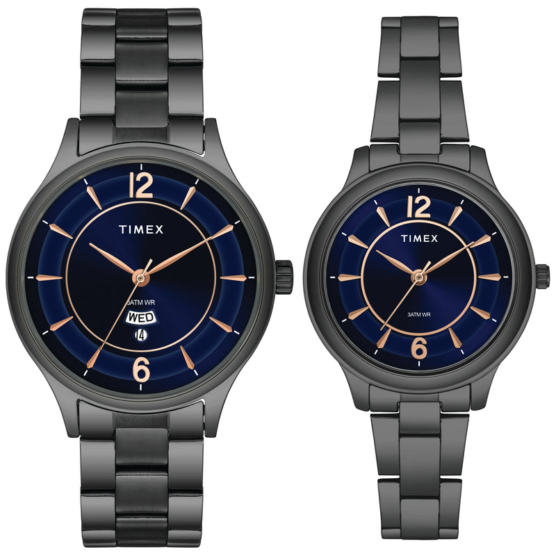 Timex Empera Round 21mm Blue Dial Analog Pair Watch - TW00PR275 Watch Timex