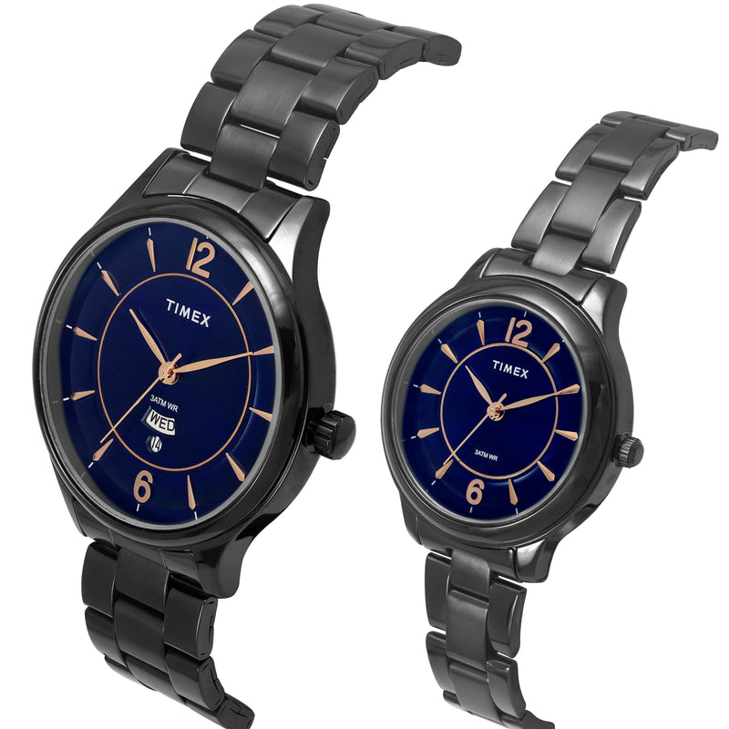 Timex Empera Round 21mm Blue Dial Analog Pair Watch - TW00PR275 Watch Timex