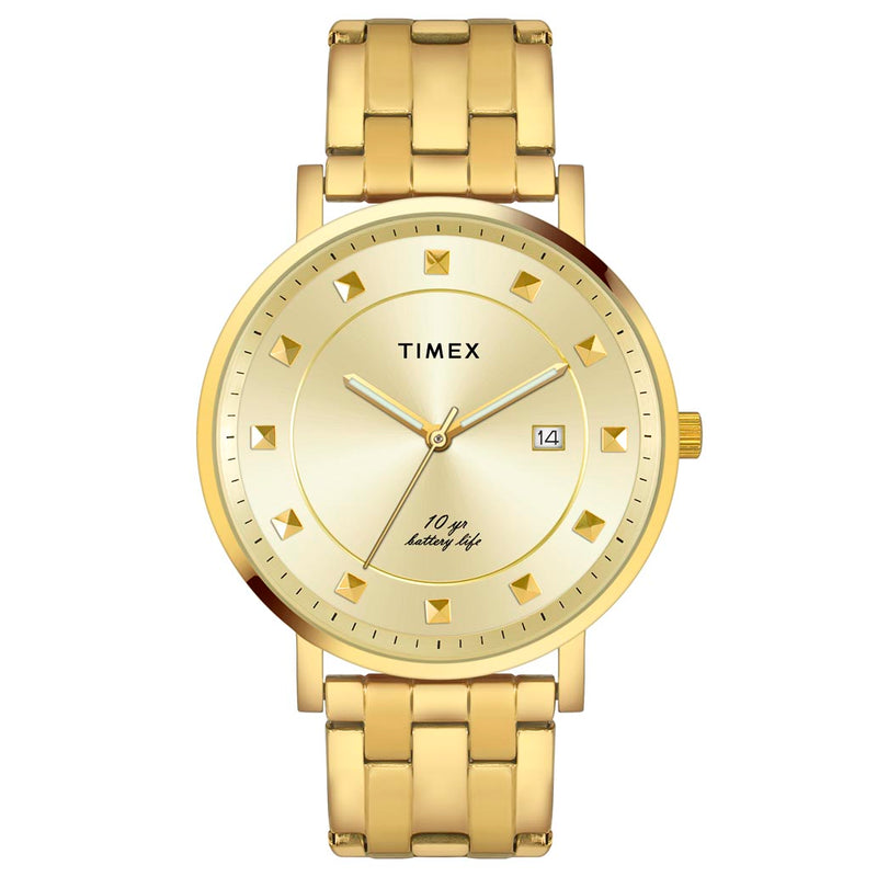 Timex Empera Round 41mm Champagne Dial Analog Pair Watch - TW00PR280 Watch Timex