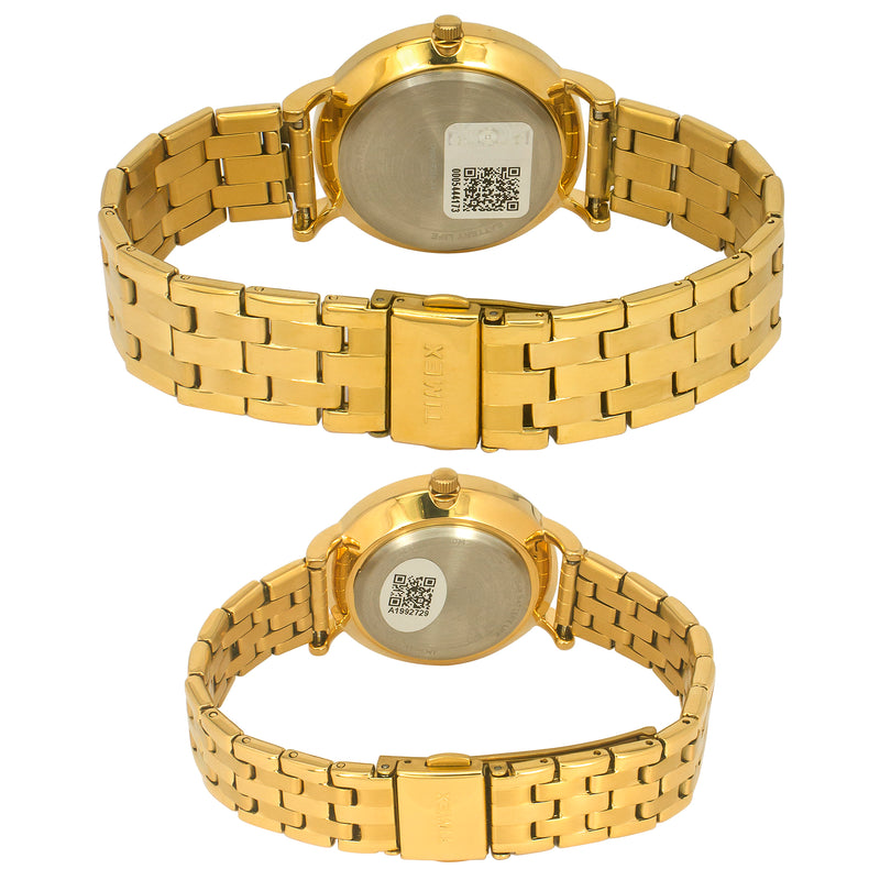 Timex Empera Round 41mm Champagne Dial Analog Pair Watch - TW00PR280 Watch Timex