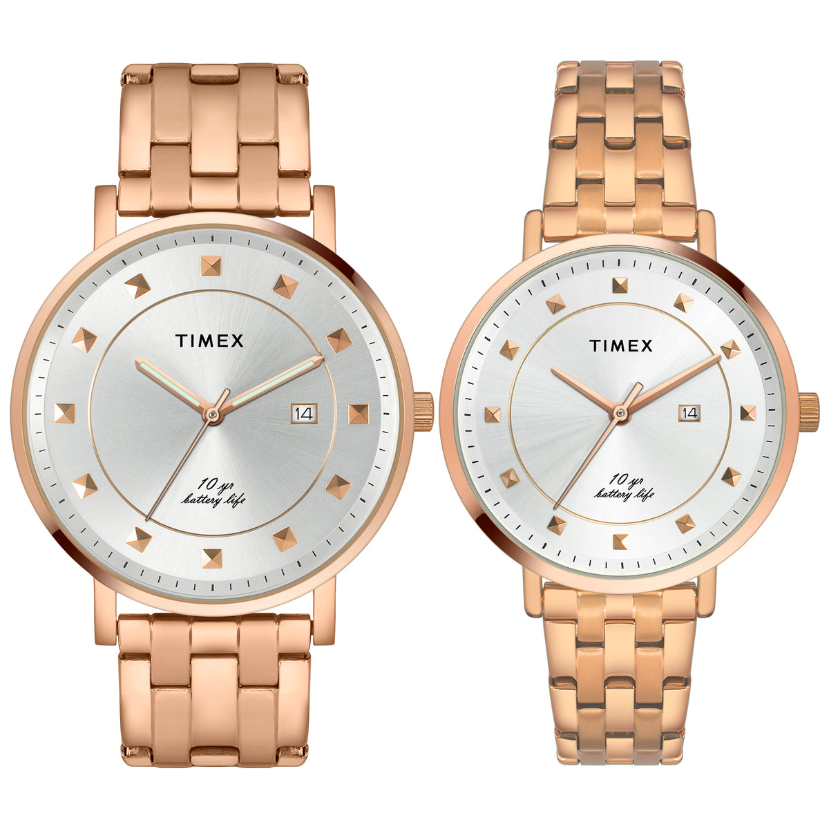 Timex Empera Round 41mm Silver Dial Analog Pair Watch - TW00PR281