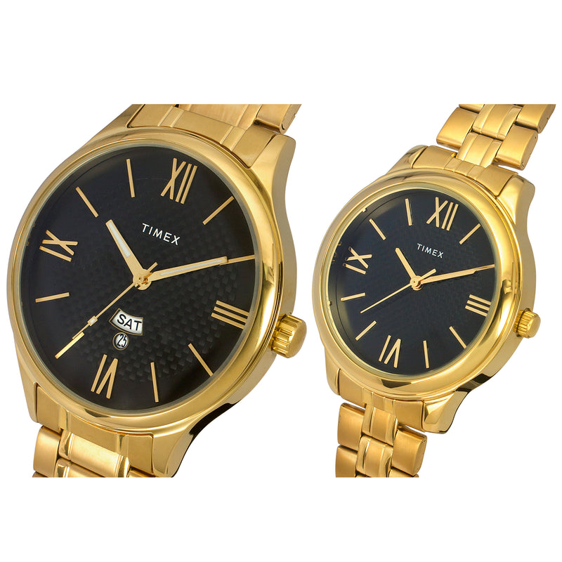 Timex Empera Round 21mm Black Dial Analog Pair Watch - TW00PR283 Watch Timex