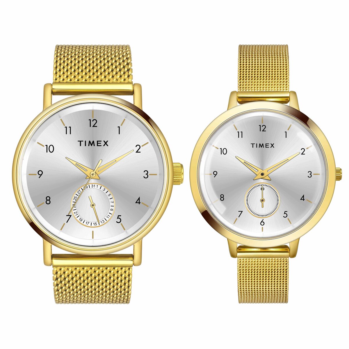 Timex Round 21mm Silver Dial Analog Pair Watch - TW00PR292