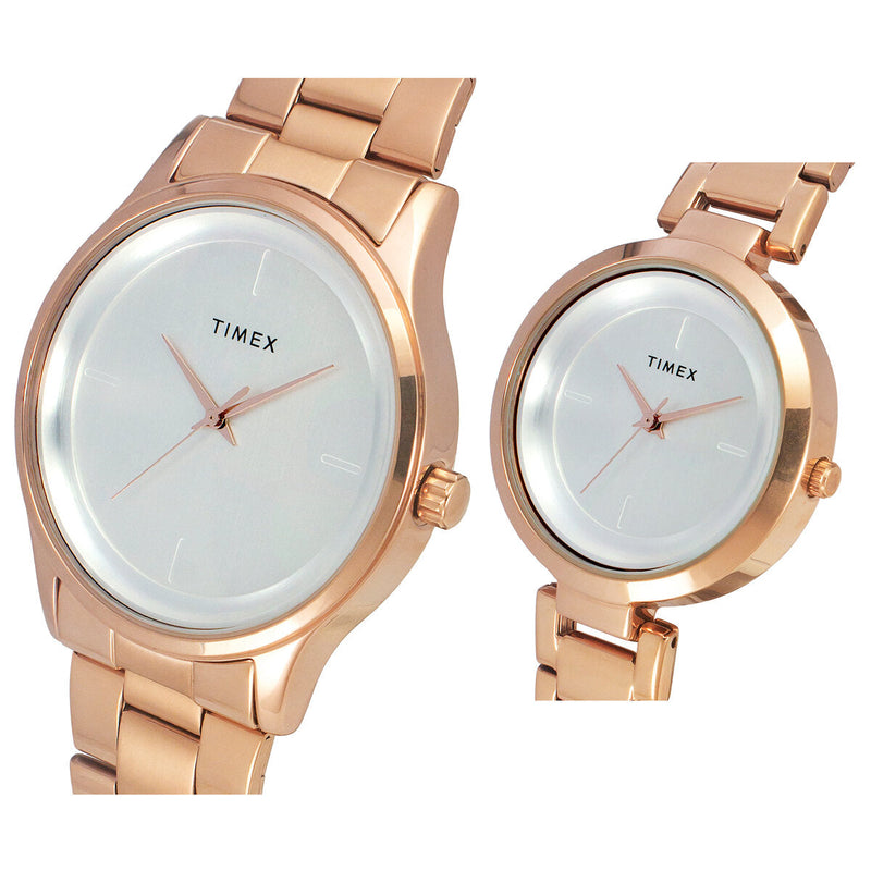 Timex Trendline Round 21mm Silver Dial Analog Pair Watch - TW00PR294 Watch Timex
