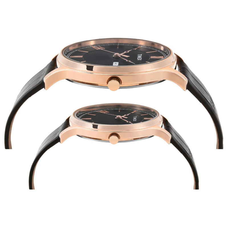 Timex Trendline Round 21mm Black Dial Analog Pair Watch - TW00PR301 Watch Timex