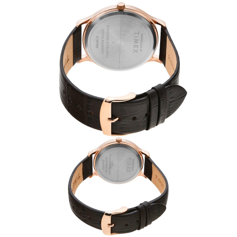 Timex Trendline Round 21mm Black Dial Analog Pair Watch - TW00PR301