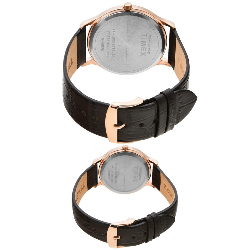 Timex Trendline Round 21mm Black Dial Analog Pair Watch - TW00PR301 Watch Timex